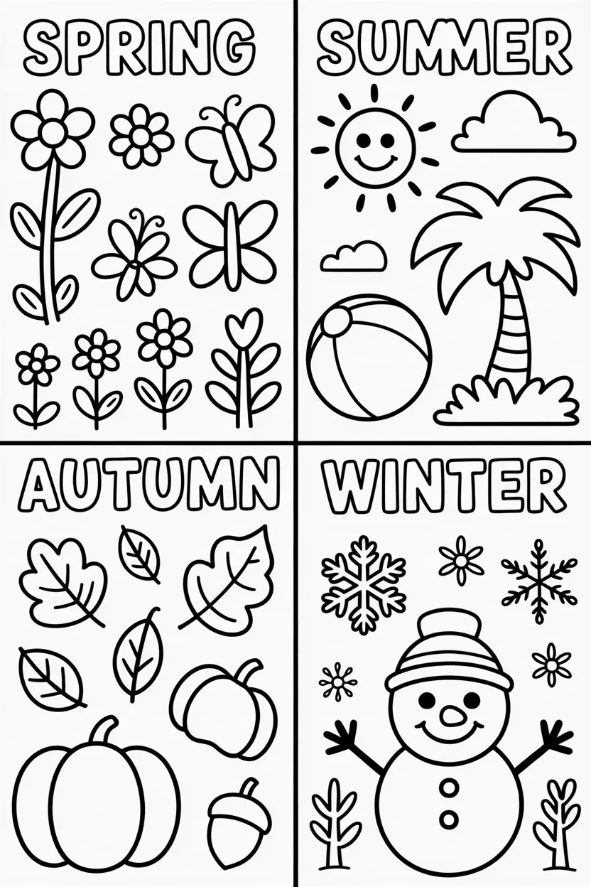 Season Design 4 - Season coloring pages Free Printable for Kids