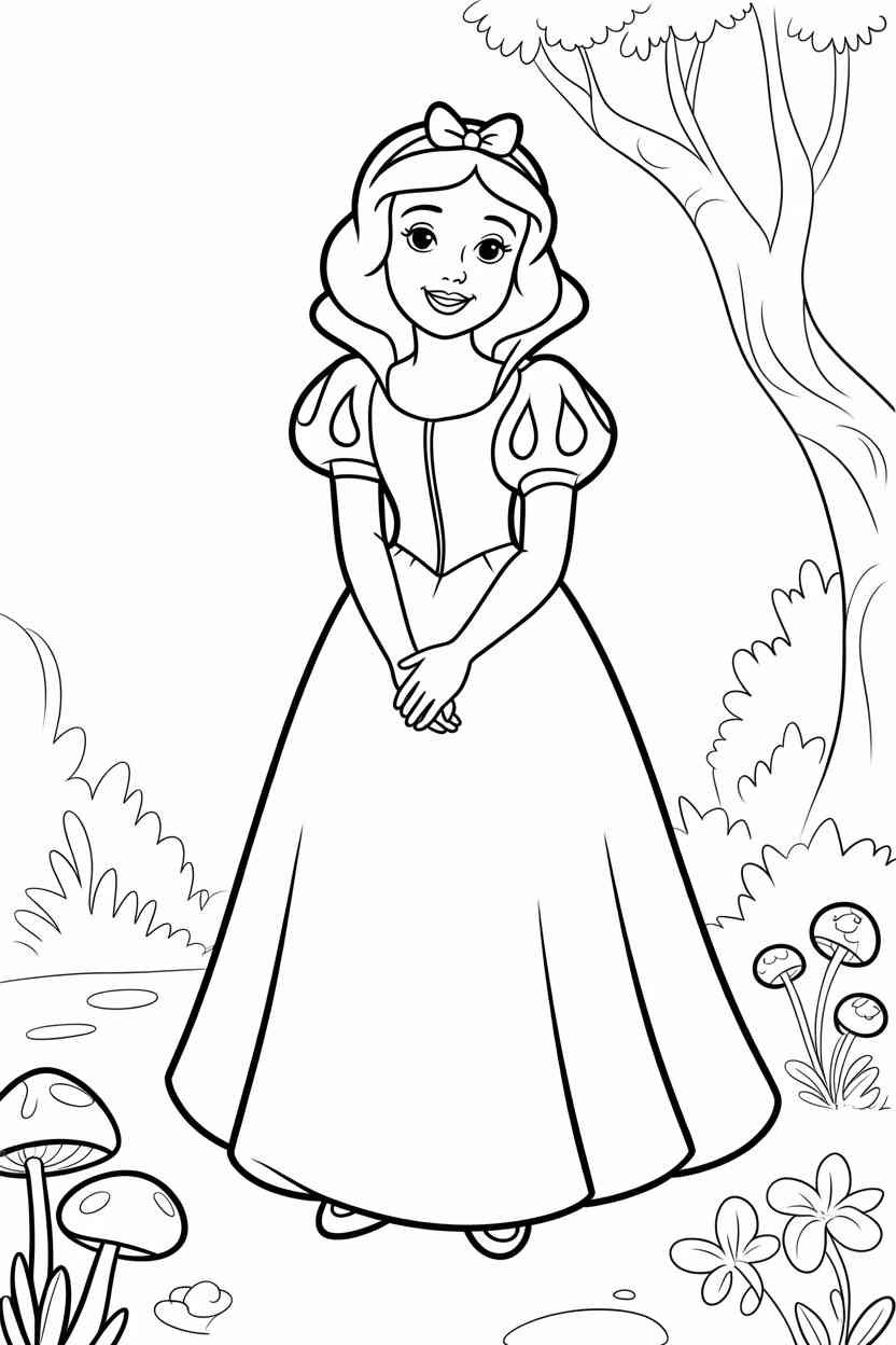 Snow white Design 1 - Snow White Coloring Pages Free Printable for Kids & Adults