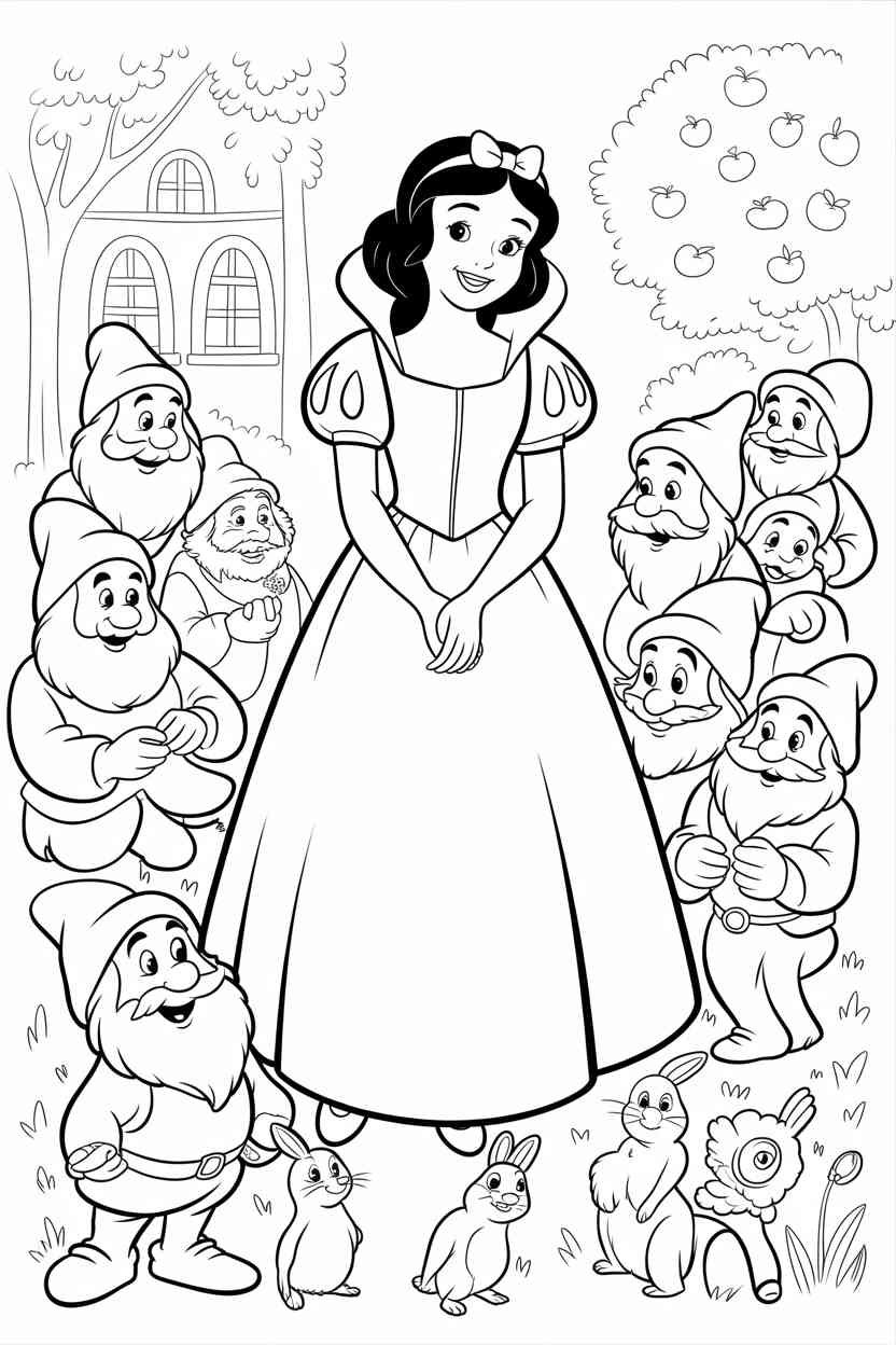Snow white Design 1 - Snow White Coloring Pages Free Printable for Kids & Adults (2)