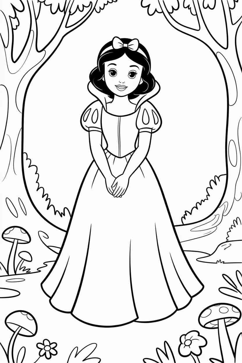 Snow white Design 1 - Snow White Coloring Pages Free Printable for Kids & Adults (3)
