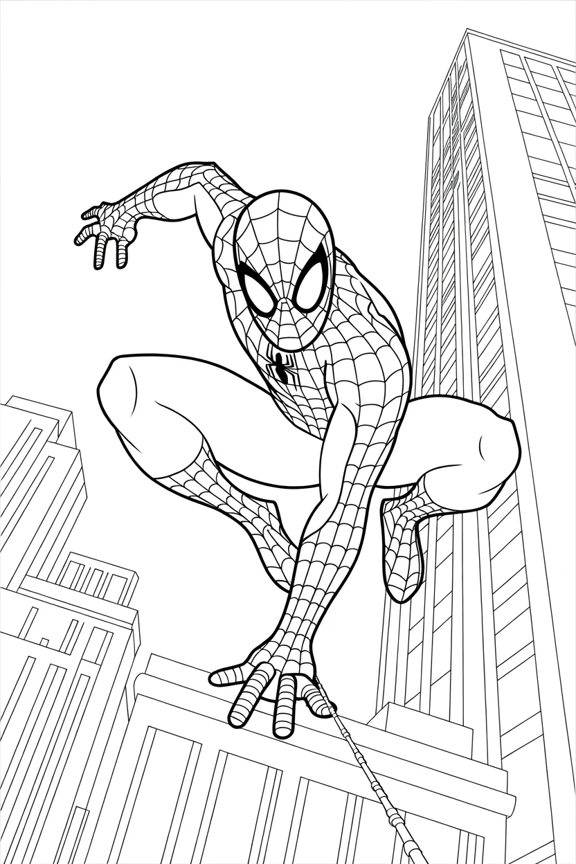 Spiderman Design 1 - Spiderman Coloring Pages Free Printable for Kids & Adults