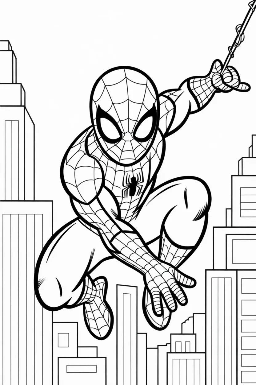 Spiderman Design 2 - Spiderman Coloring Pages Free Printable for Kids & Adults
