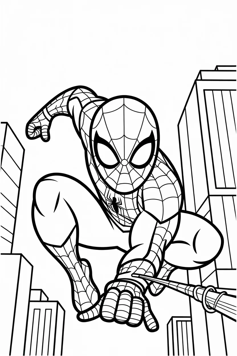 Spiderman Design 3 - Spiderman Coloring Pages Free Printable for Kids & Adults