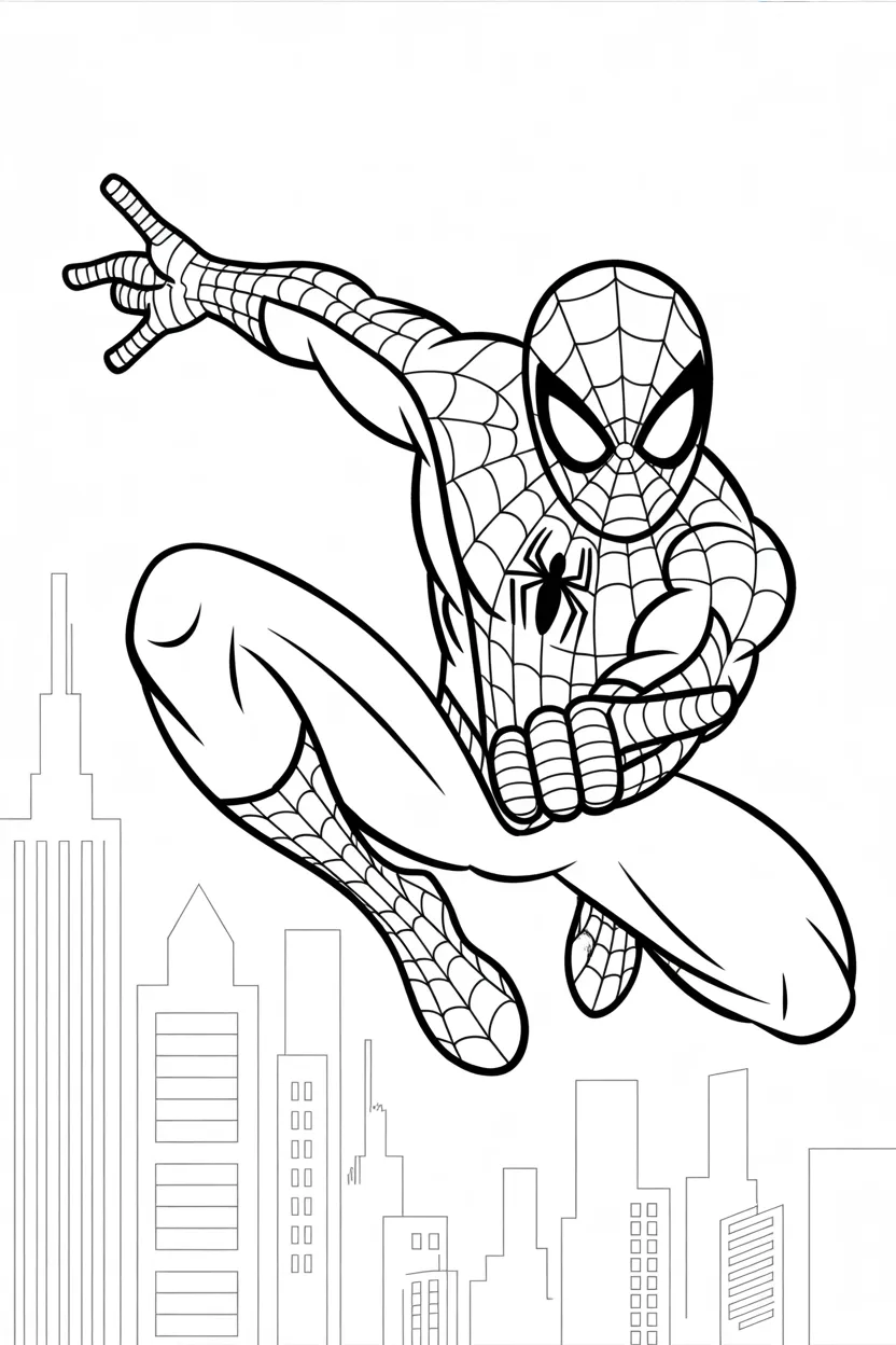 Spiderman Design 4 - Spiderman Coloring Pages Free Printable for Kids & Adults