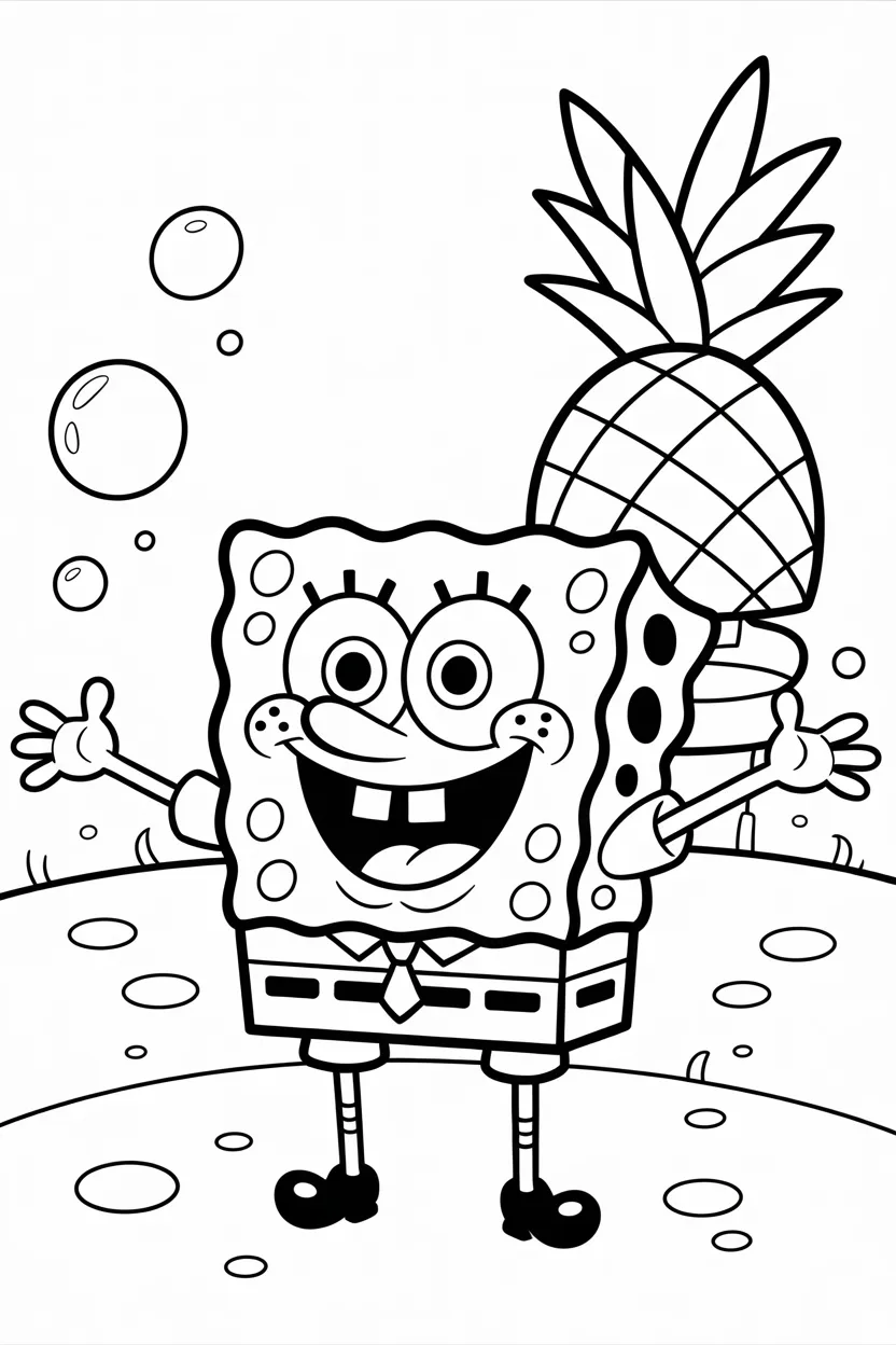 Spongebob bubble blowing - Spongebob Coloring Pages Free Printable