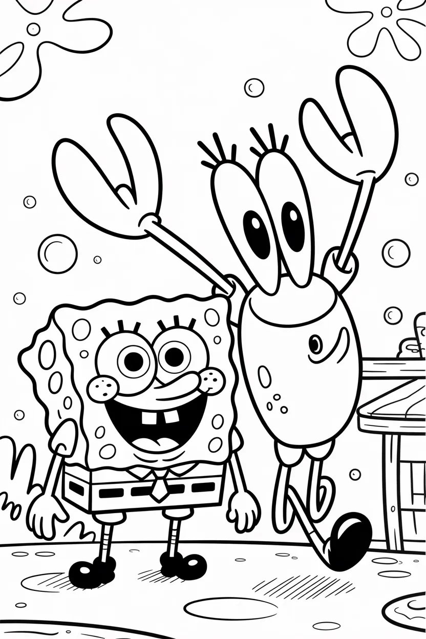 Spongebob smiling - Spongebob Coloring Pages Free Printable