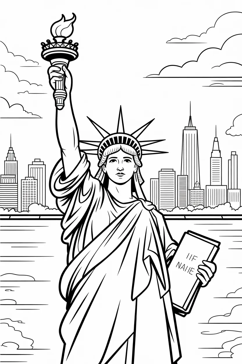 Statue liberty Design 1 - Statue of Liberty Coloring Pages Free Printable - Inspirin
