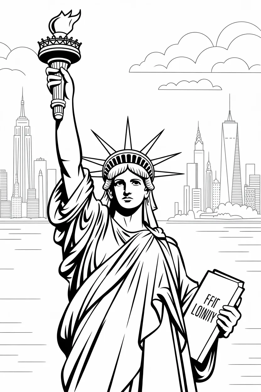 Statue liberty Design 2 - Statue of Liberty Coloring Pages Free Printable - Inspirin