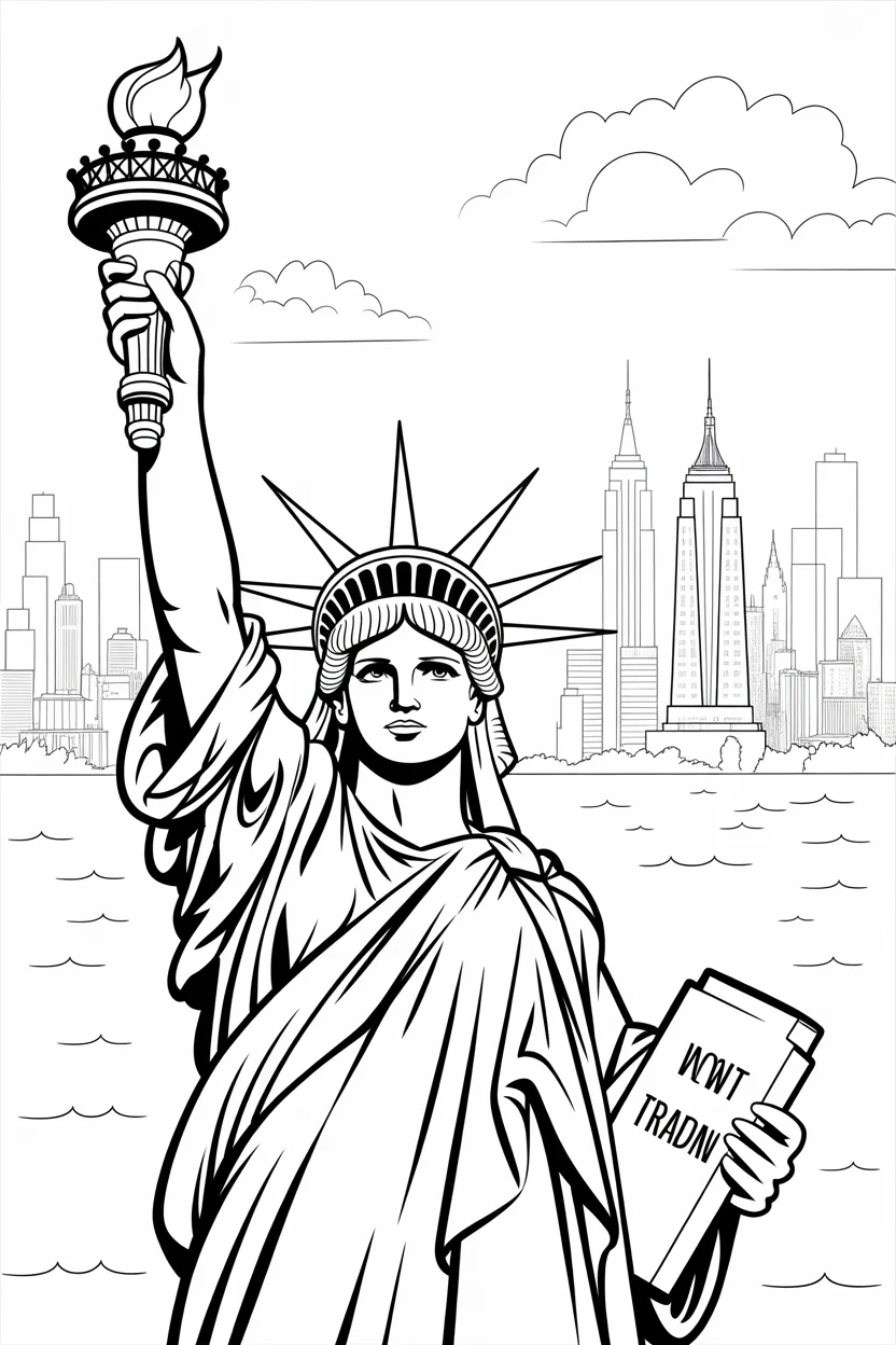 Statue liberty Design 3 - Statue of Liberty Coloring Pages Free Printable - Inspirin