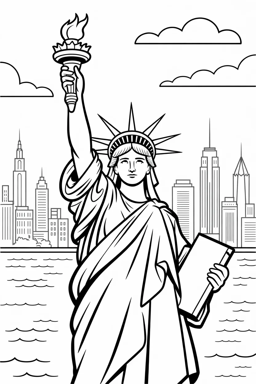 Statue liberty Design 4 - Statue of Liberty Coloring Pages Free Printable - Inspirin
