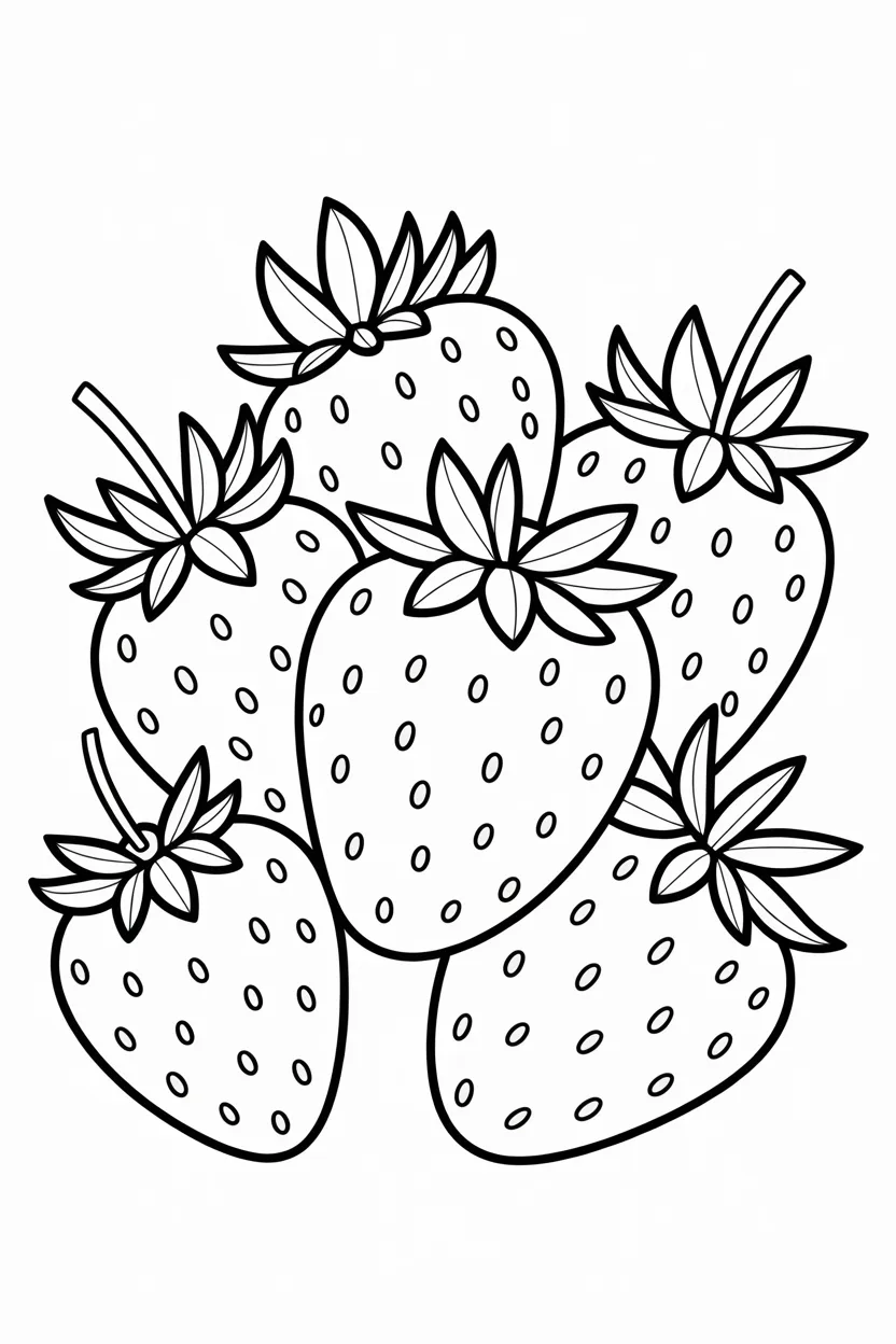 Strawberries Design 1 - Strawberries Coloring Pages Free Printable for Kids - Cute