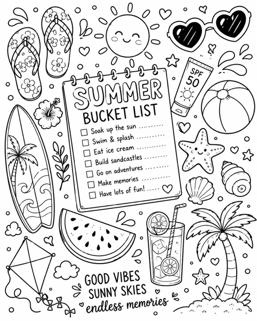 Summer beach Design 10 - Summer and Beach Coloring Pages Free Printable