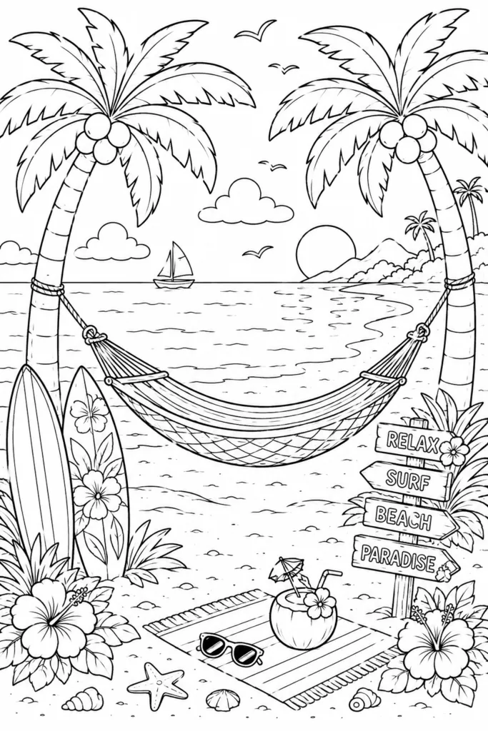 Summer beach Design 16 - Summer and Beach Coloring Pages Free Printable