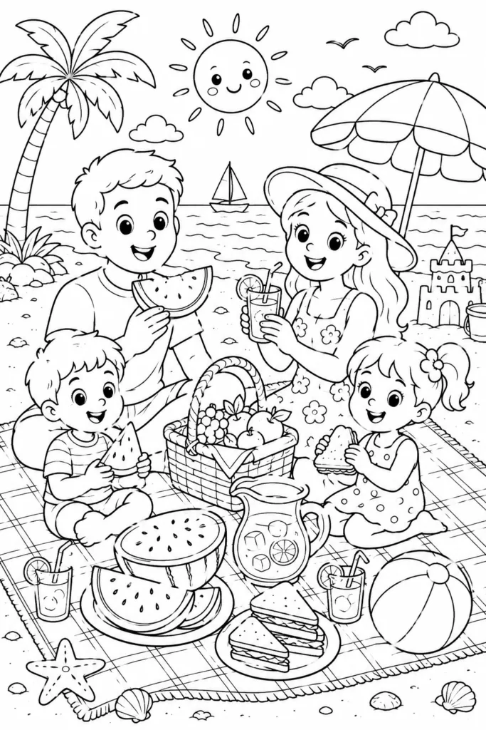 Summer beach Design 19 - Summer and Beach Coloring Pages Free Printable