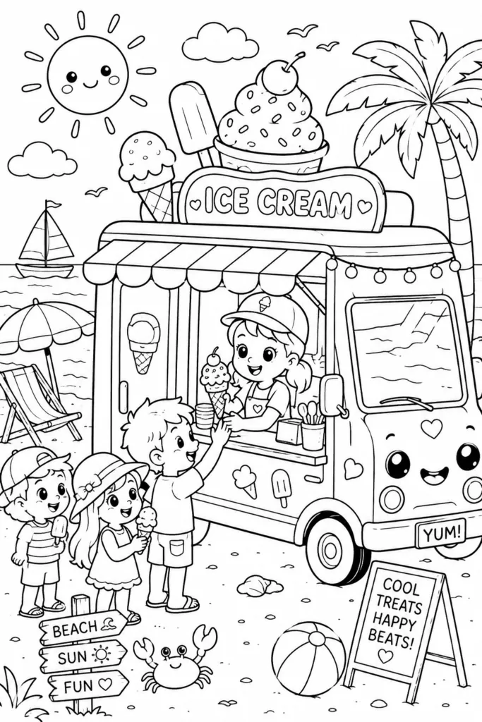 Summer beach Design 20 - Summer and Beach Coloring Pages Free Printable