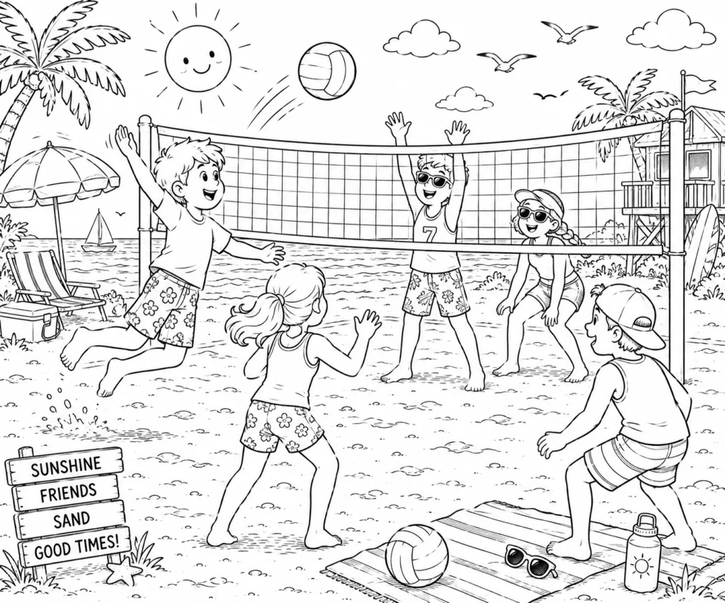 Summer beach Design 3 - Summer and Beach Coloring Pages Free Printable