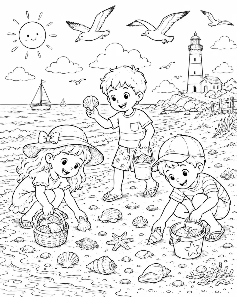 Summer beach Design 4 - Summer and Beach Coloring Pages Free Printable