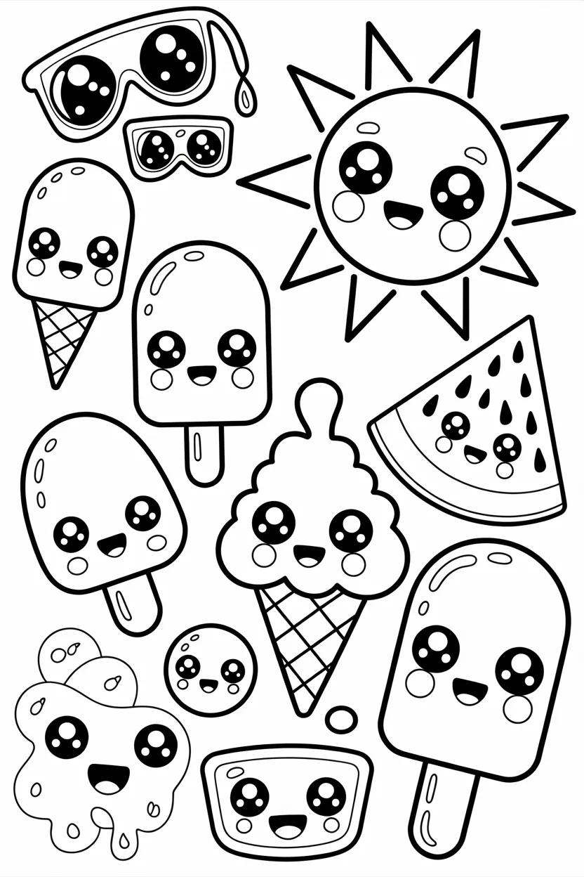 Summer Design 1 - Summer Coloring Pages Free Printable for Kids