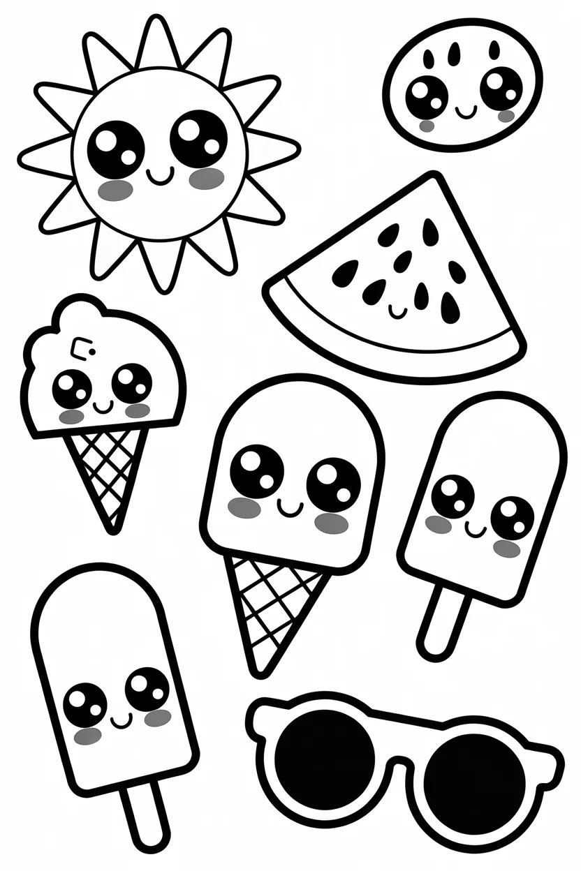 Summer Design 2 - Summer Coloring Pages Free Printable for Kids