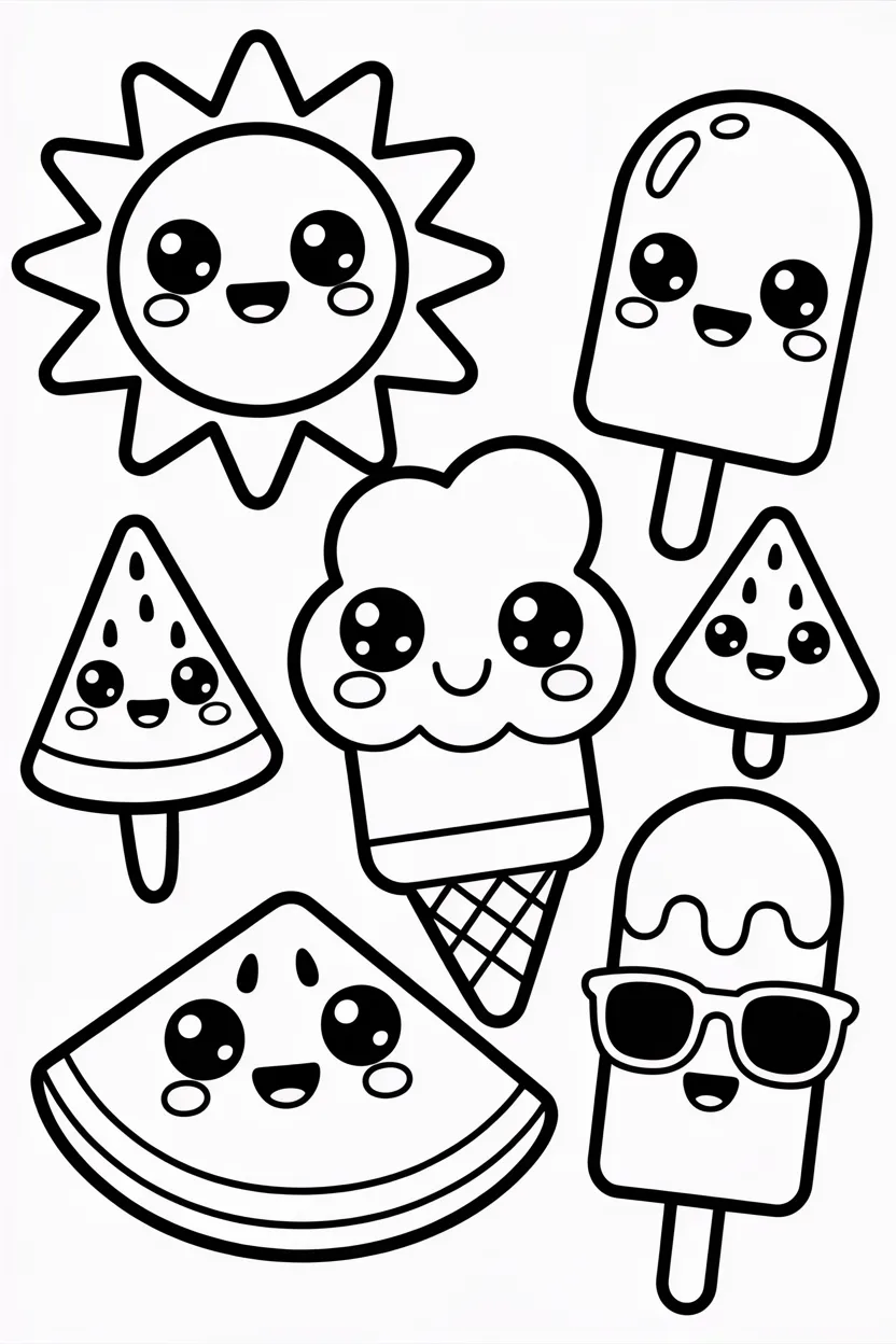 Summer Design 3 - Summer Coloring Pages Free Printable for Kids