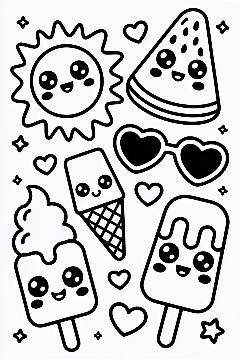 Summer Design 4 - Summer Coloring Pages Free Printable for Kids