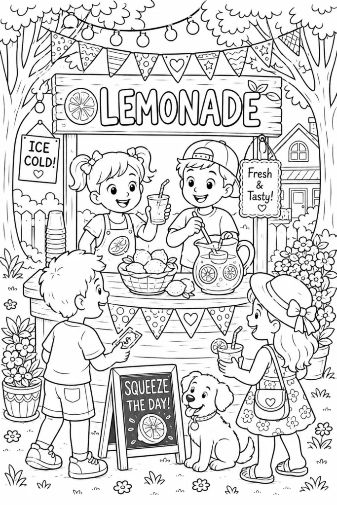 Summer Design 2 - Summer Coloring Pages Free Printable for Kids - Vacation