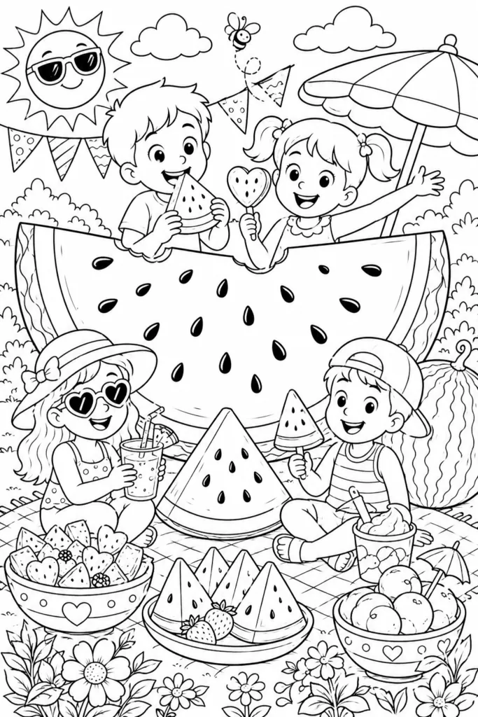 Summer Design 3 - Summer Coloring Pages Free Printable for Kids - Vacation