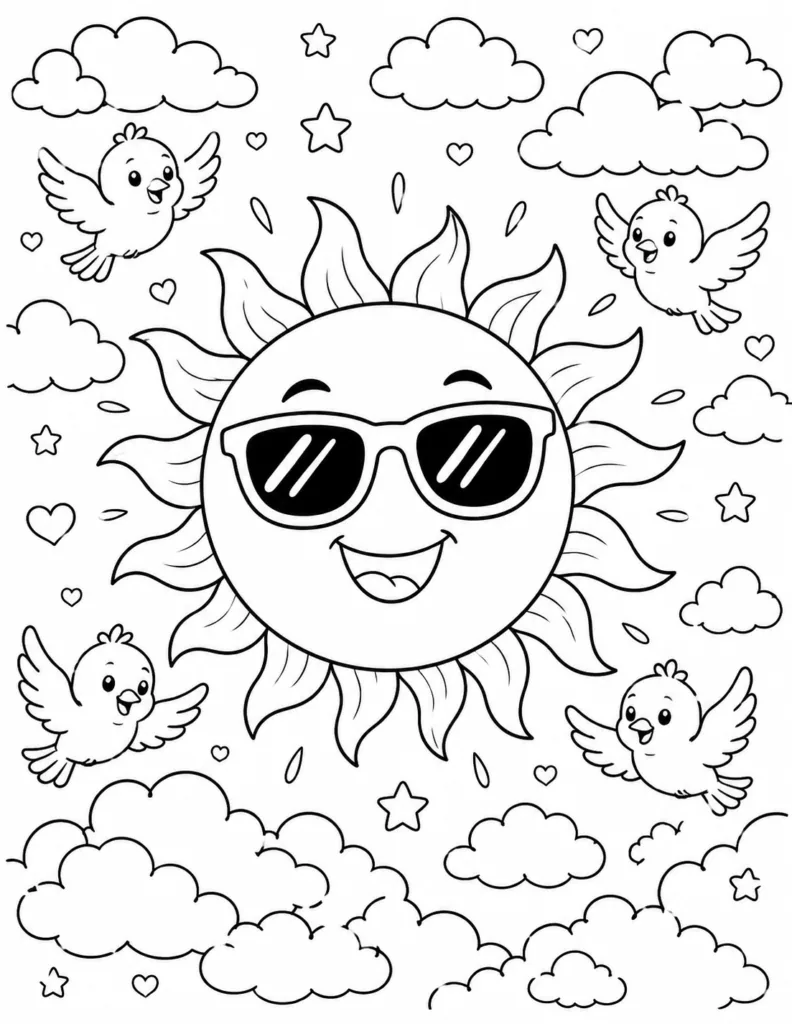 Summer Design 5 - Summer Coloring Pages Free Printable for Kids - Vacation