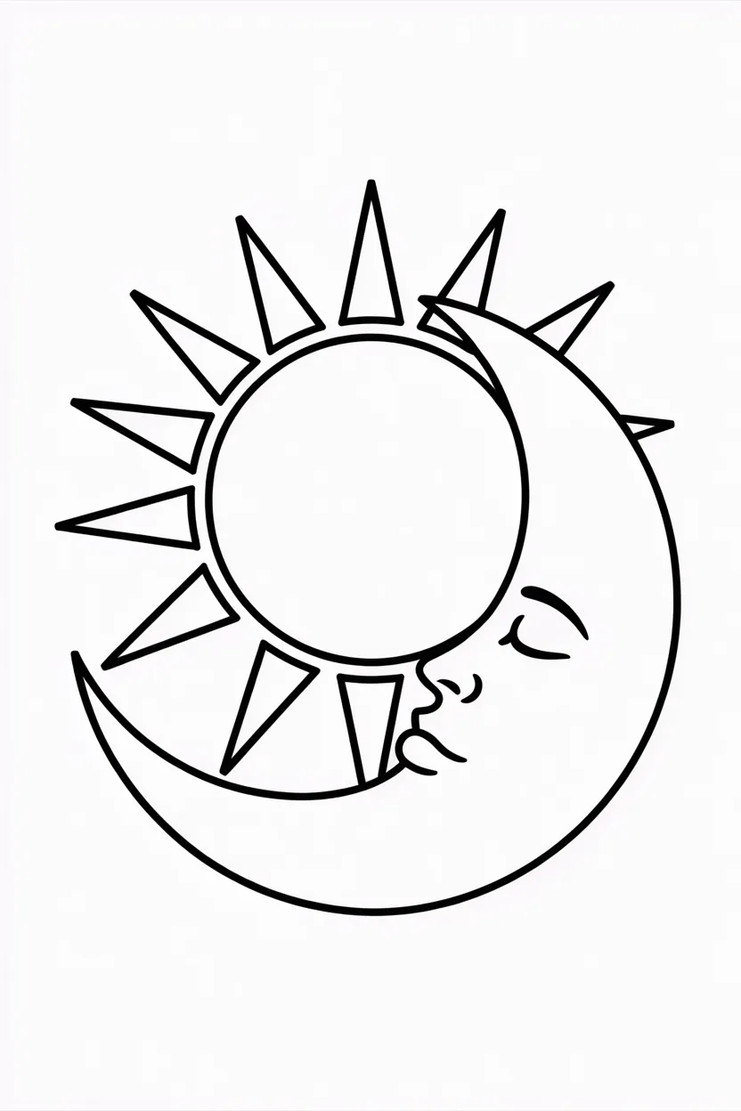 Sun moon celestial Design 3 - Sun and Moon Celestial Coloring Pages Free Printable