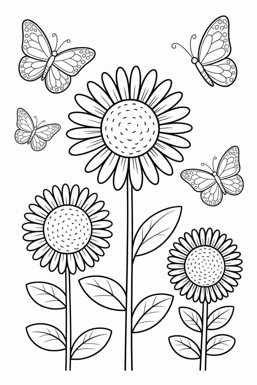 Sunflowers - Sunflowers Coloring Pages Free Printable – Bright, Happy Art Time for Kids!