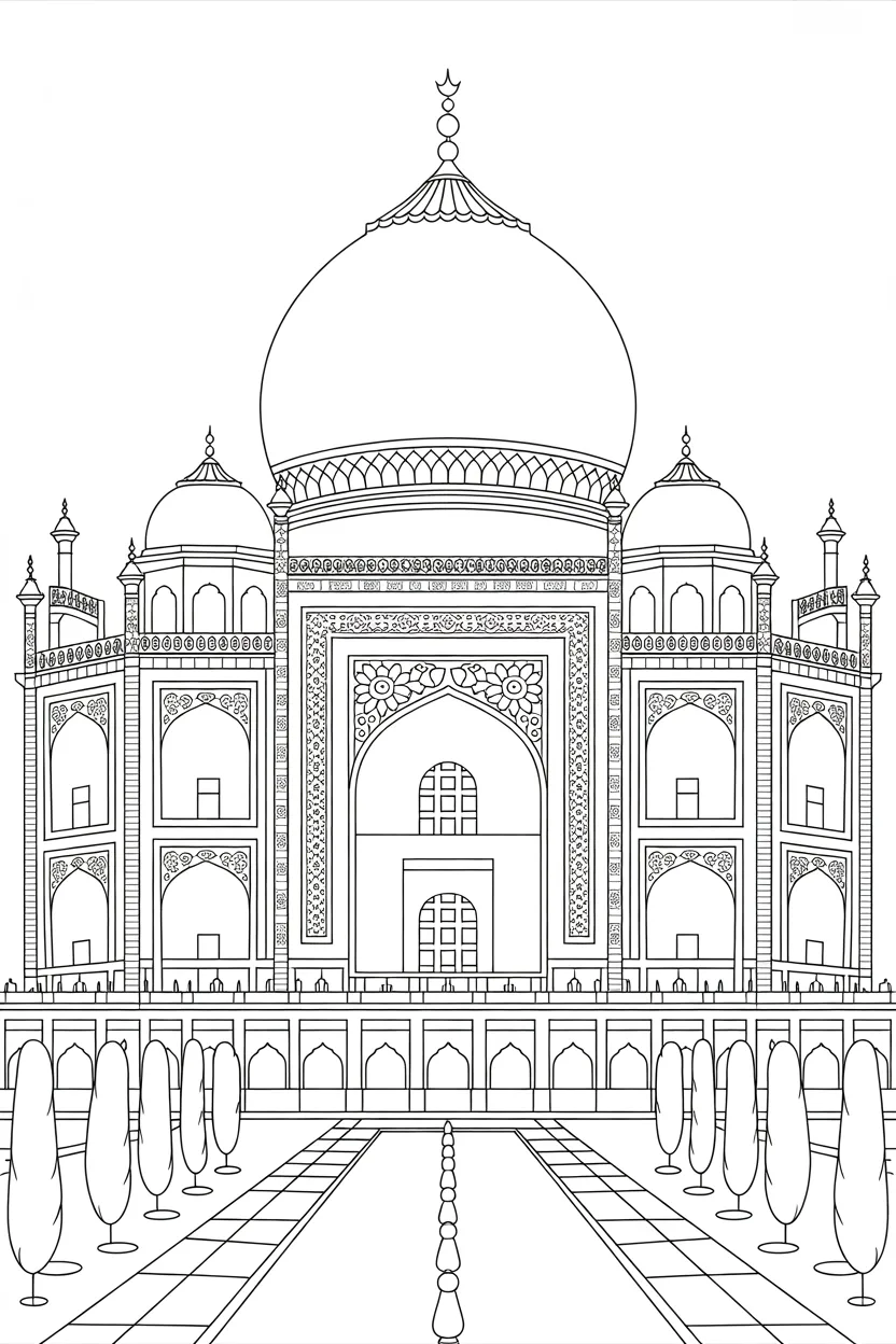 Taj mahal Design 1 - Taj Mahal Coloring Pages Free Printable - Stunning