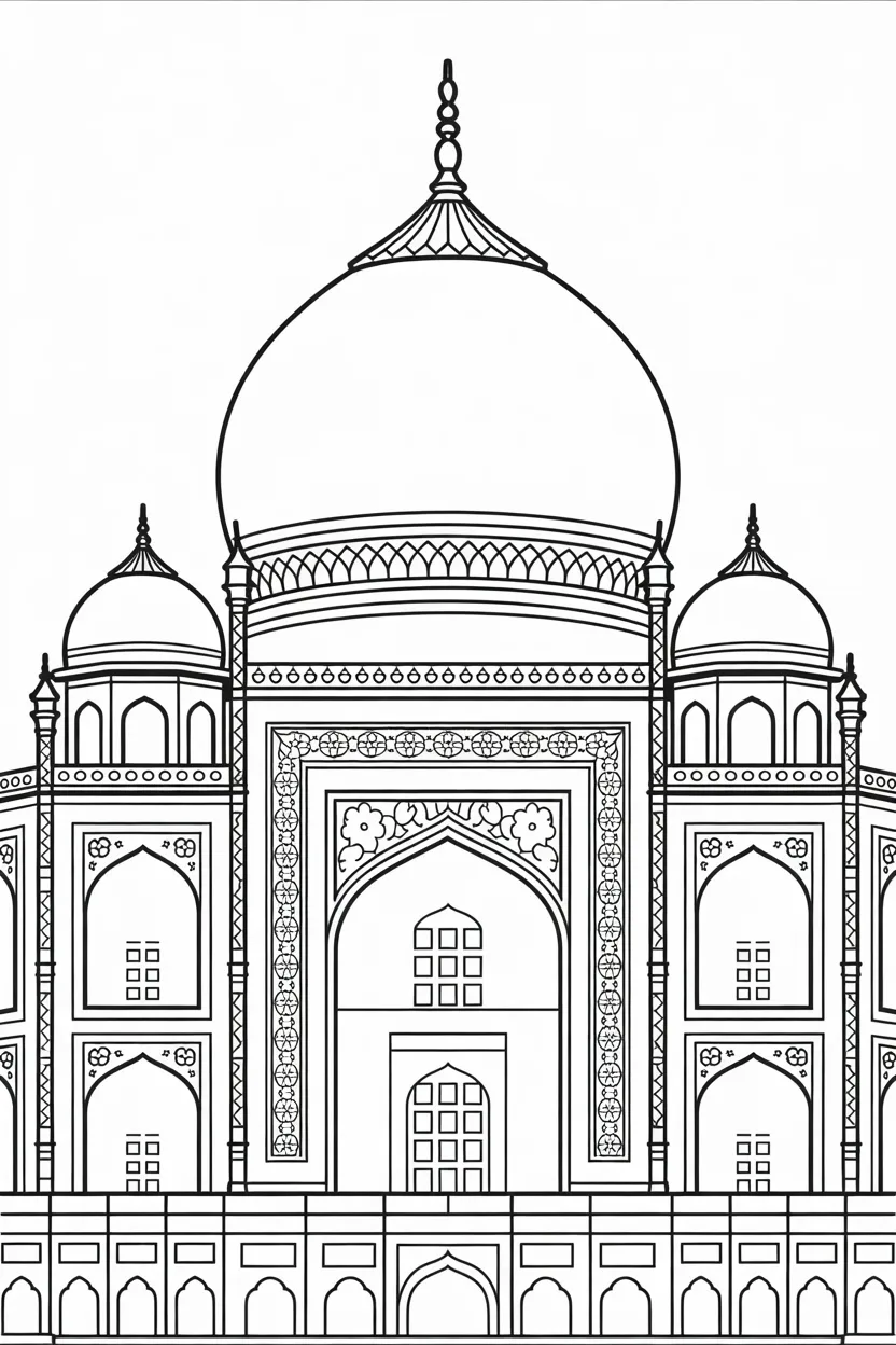 Taj mahal Design 4 - Taj Mahal Coloring Pages Free Printable - Stunning