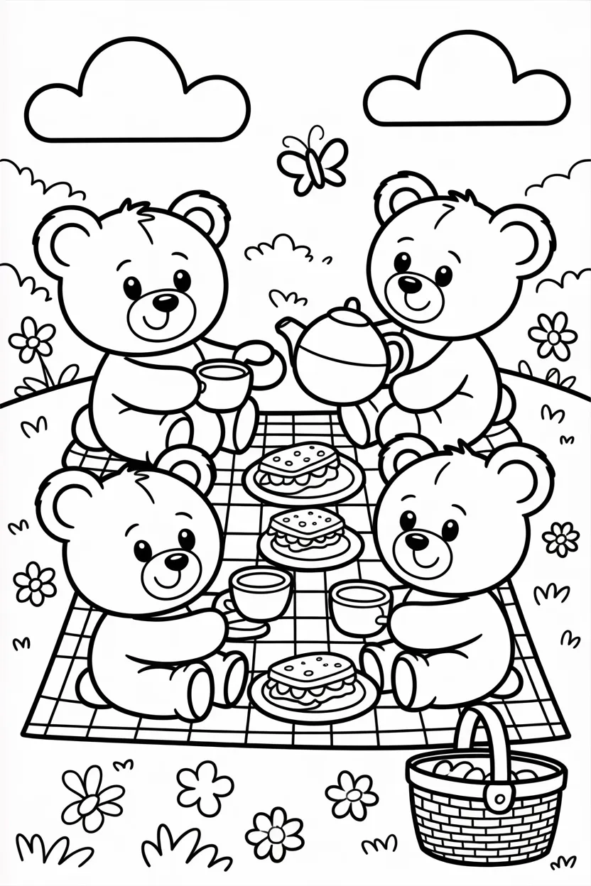 Teddy bear picnic Design 1 - Teddy Bear Picnic Coloring Pages Free Printable (3)