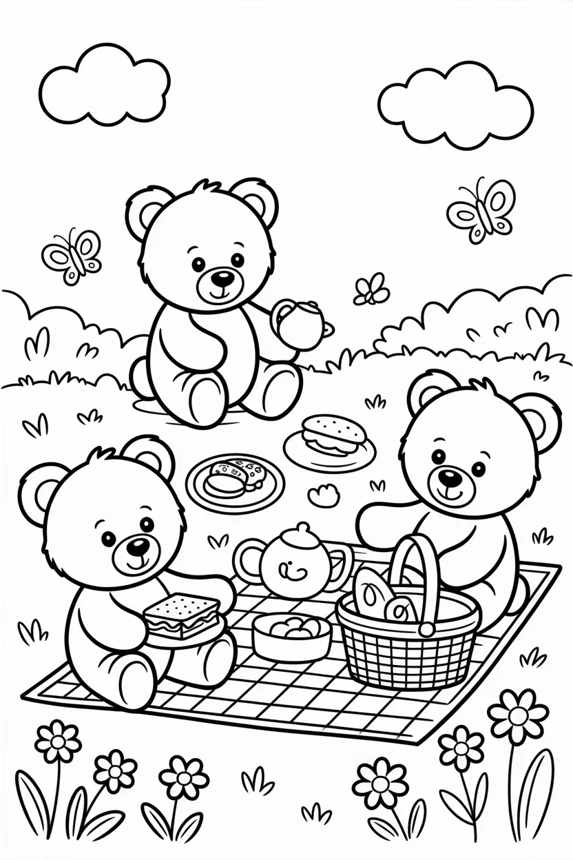 Teddy bear picnic Design 1 - Teddy Bear Picnic Coloring Pages Free Printable (4)