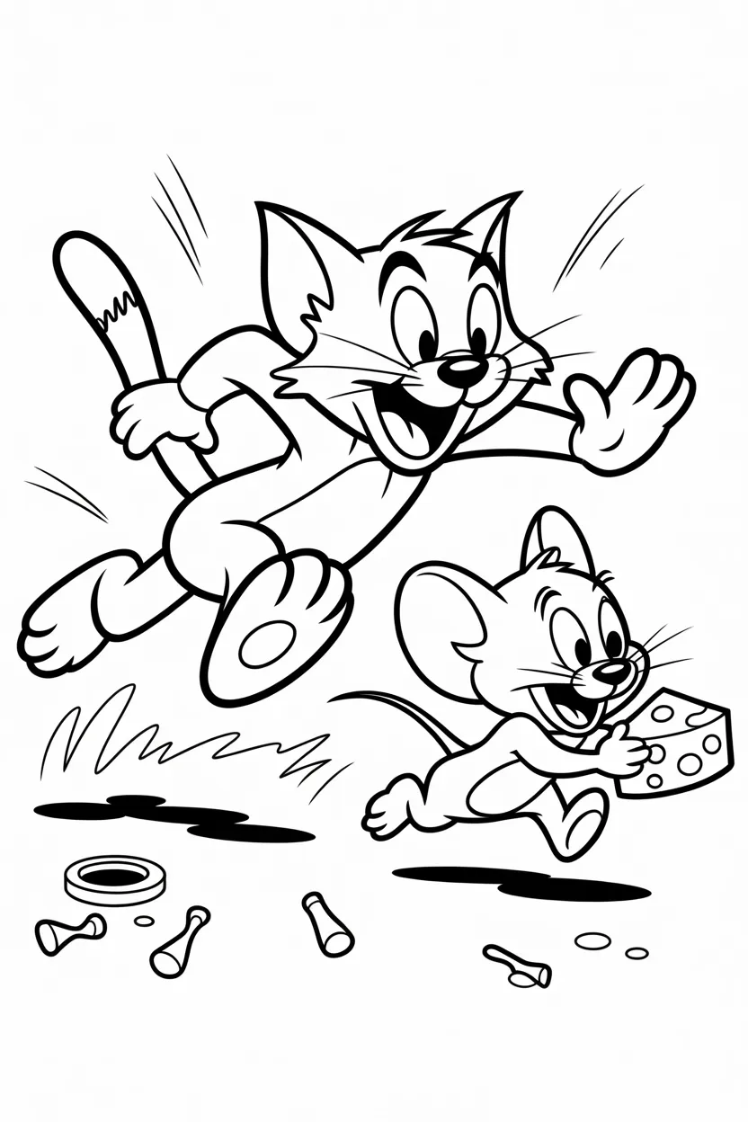 Tom jerry Design 2 - Tom and Jerry Coloring Pages Free Printable for Kids