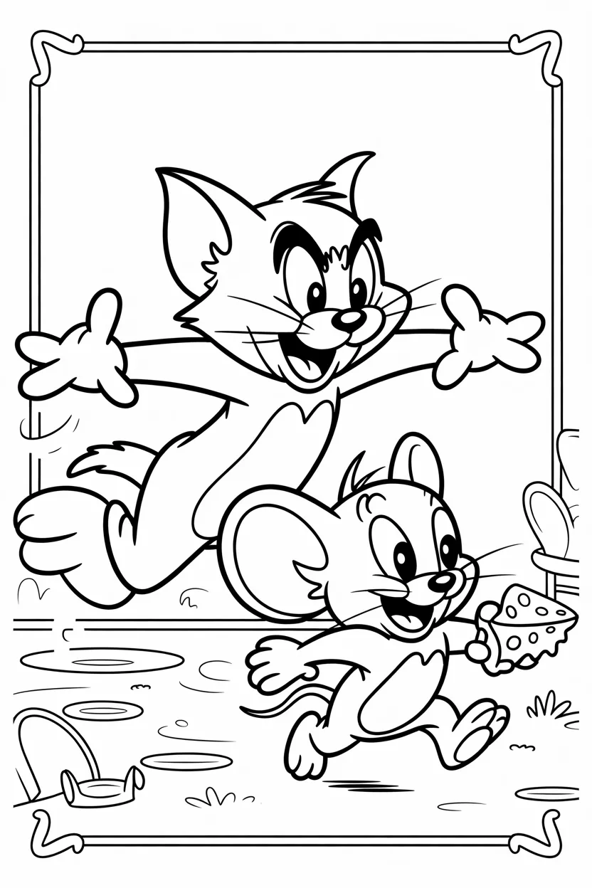 Tom jerry Design 3 - Tom and Jerry Coloring Pages Free Printable for Kids