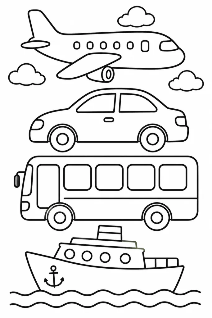 transportation vehicals coloring page