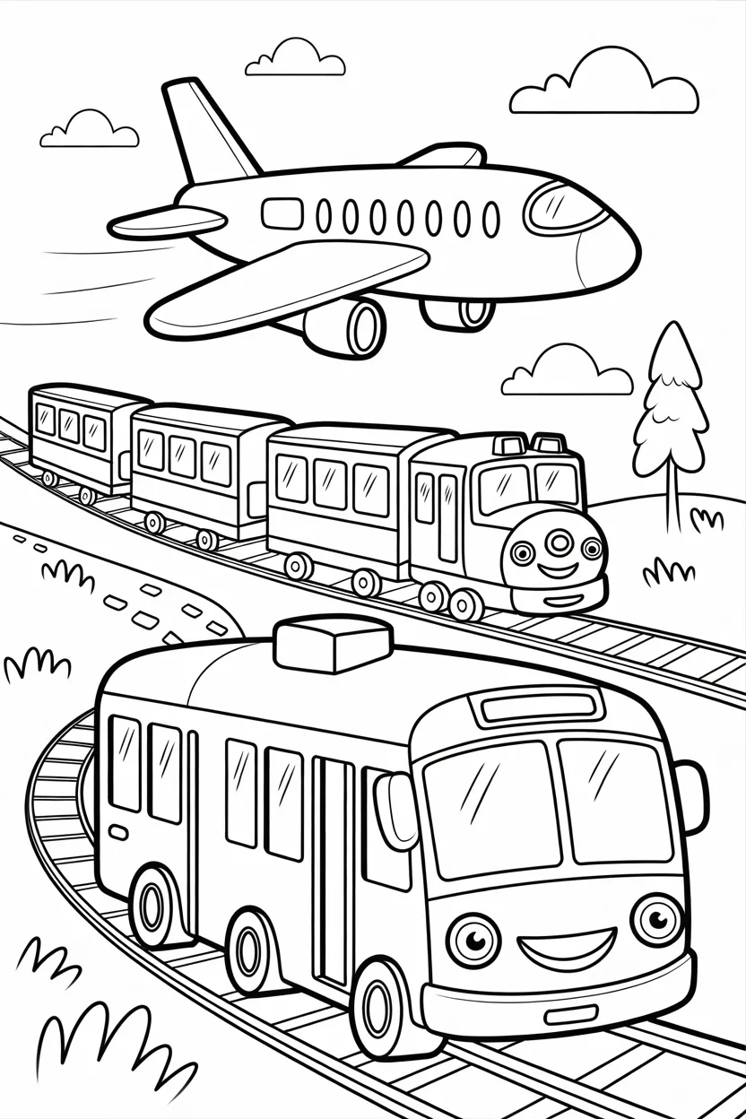 Transportation vehicals Design 1 - Transportation Vehicals Work Sheet Coloring Pages Free