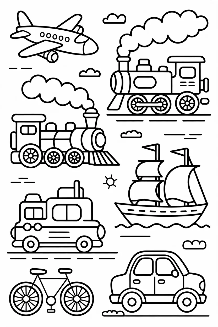 Transportation vehicals Design 4 - Transportation Vehicals Work Sheet Coloring Pages Free