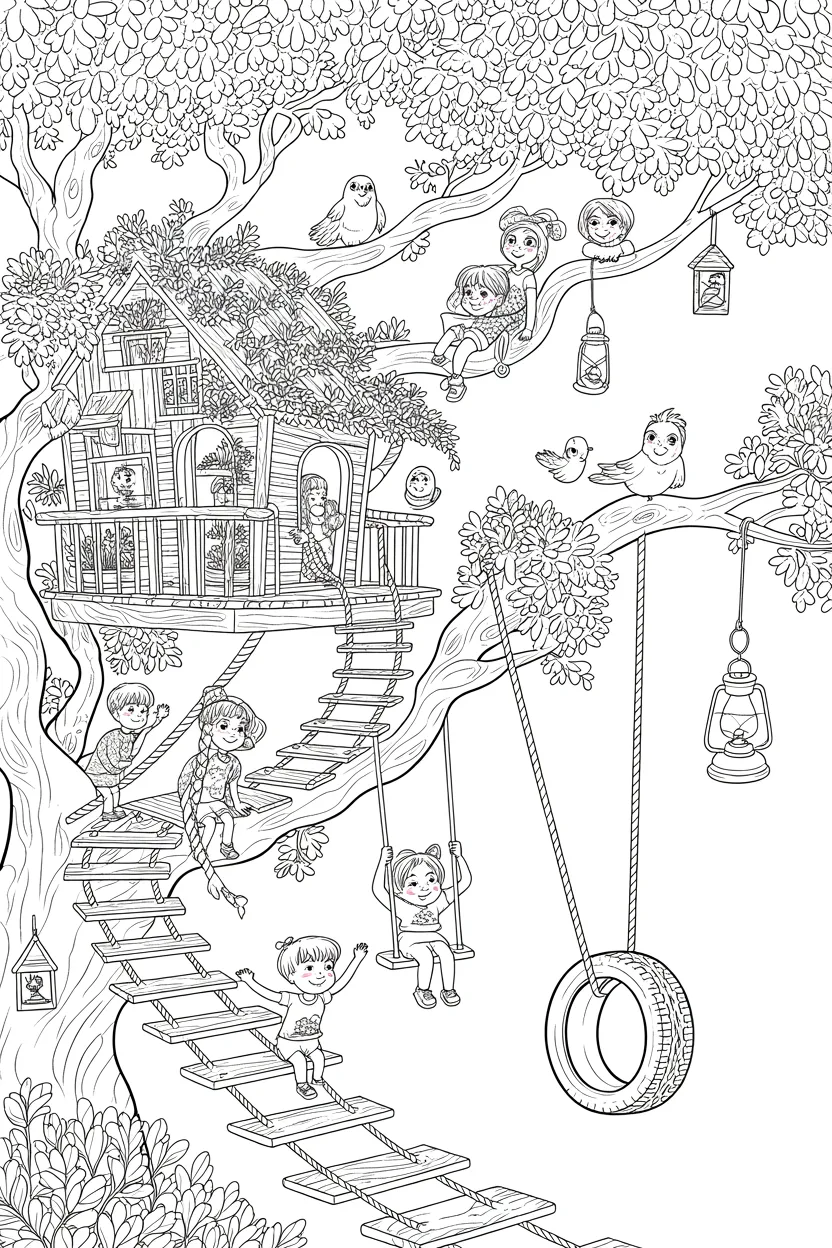 Treehouse adventure Design 2 - Treehouse Adventure Coloring Pages Free Printable