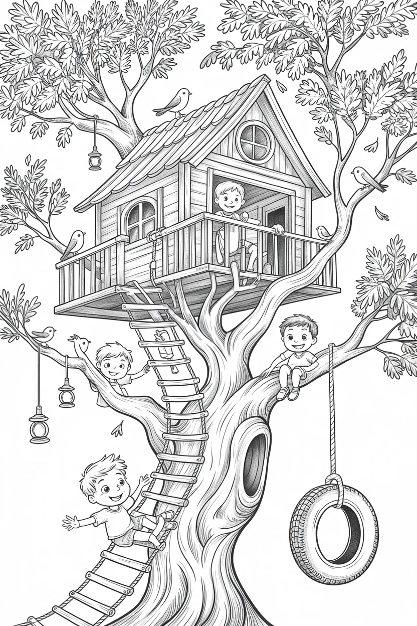 Treehouse adventure Design 3 - Treehouse Adventure Coloring Pages Free Printable