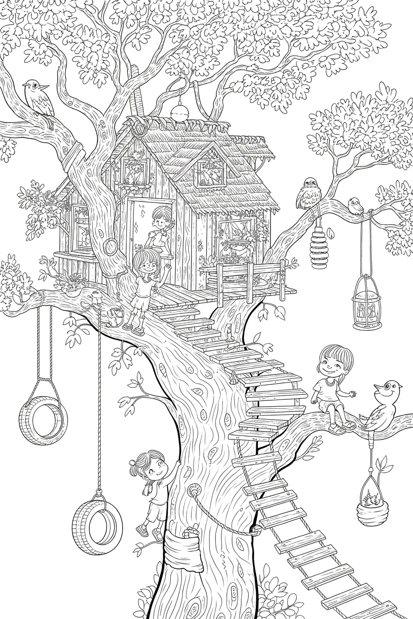 Treehouse adventure Design 4 - Treehouse Adventure Coloring Pages Free Printable