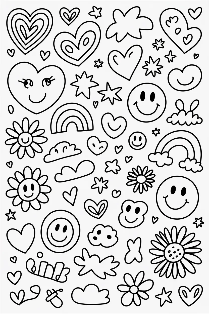 Trendy doodle Design 1 - Trendy Doodle Coloring Pages Free Printable