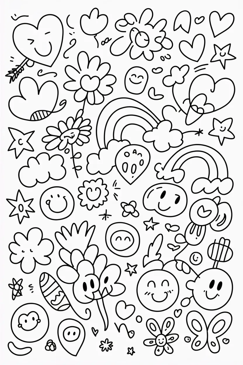 Trendy doodle Design 2 - Trendy Doodle Coloring Pages Free Printable
