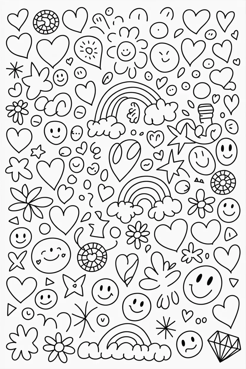 Trendy doodle Design 3 - Trendy Doodle Coloring Pages Free Printable