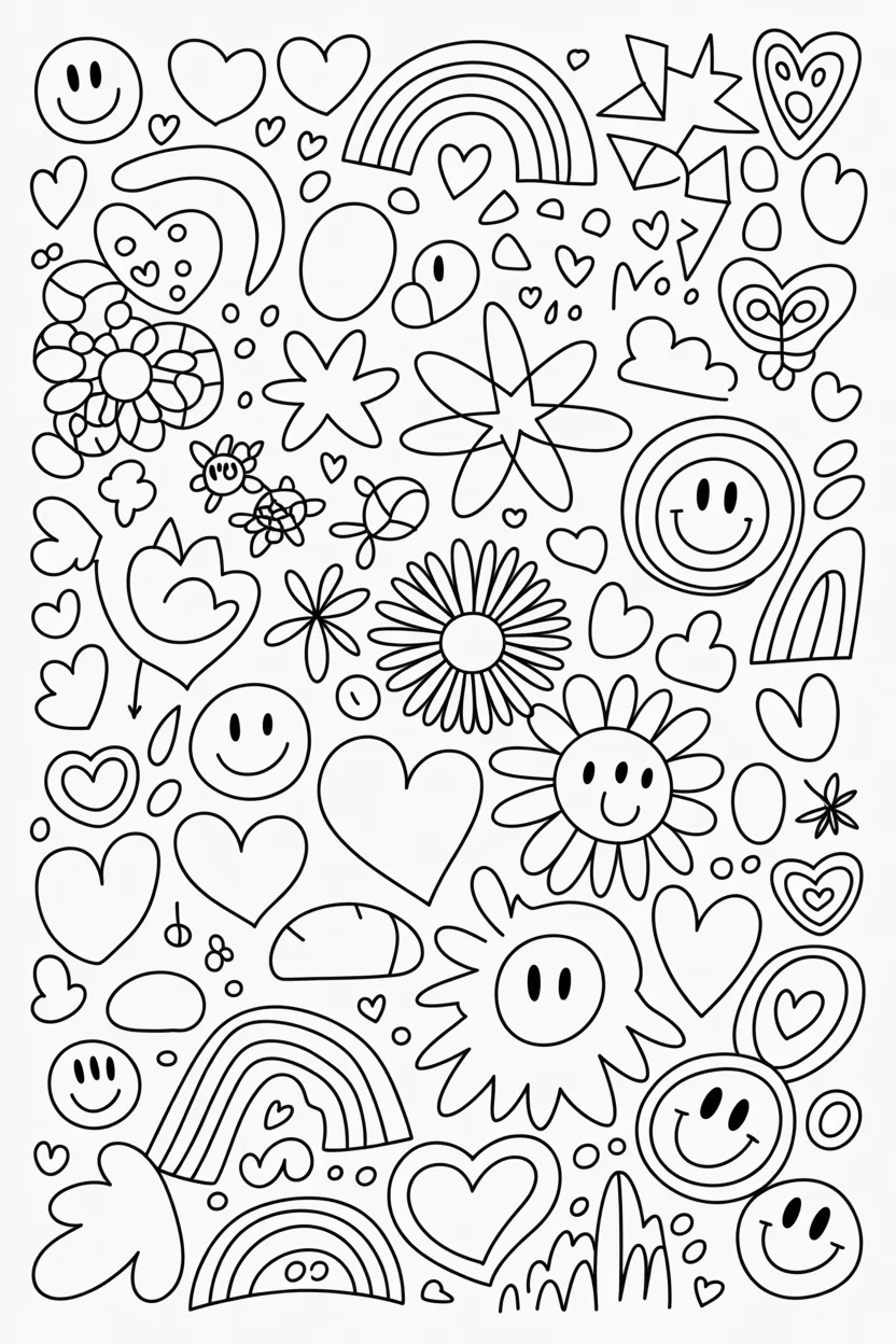 Trendy doodle Design 4 - Trendy Doodle Coloring Pages Free Printable