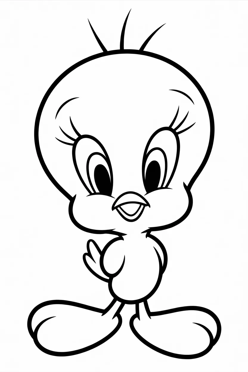 Tweety Design 1 - Tweety Coloring Pages Free Printable for Kids - Cute & Bird