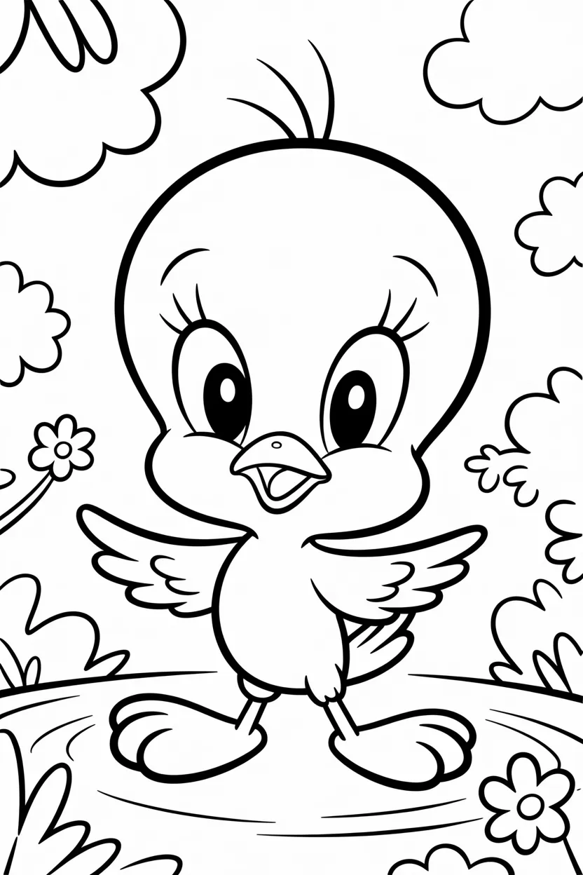 Tweety Design 3 - Tweety Coloring Pages Free Printable for Kids - Cute & Bird
