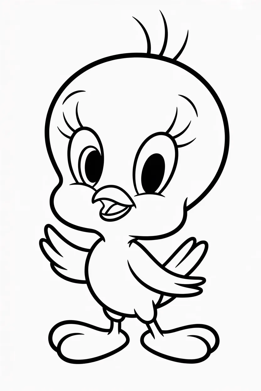 Tweety Design 4 - Tweety Coloring Pages Free Printable for Kids - Cute & Bird