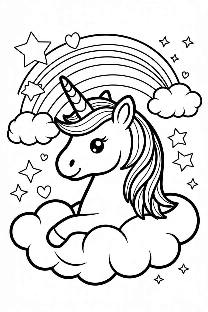Unicorn Design 1 - Free Printable Unicorn Coloring Pages for Kids & Adults